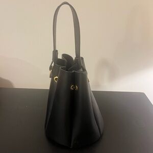 Black Leather Bucket Bag